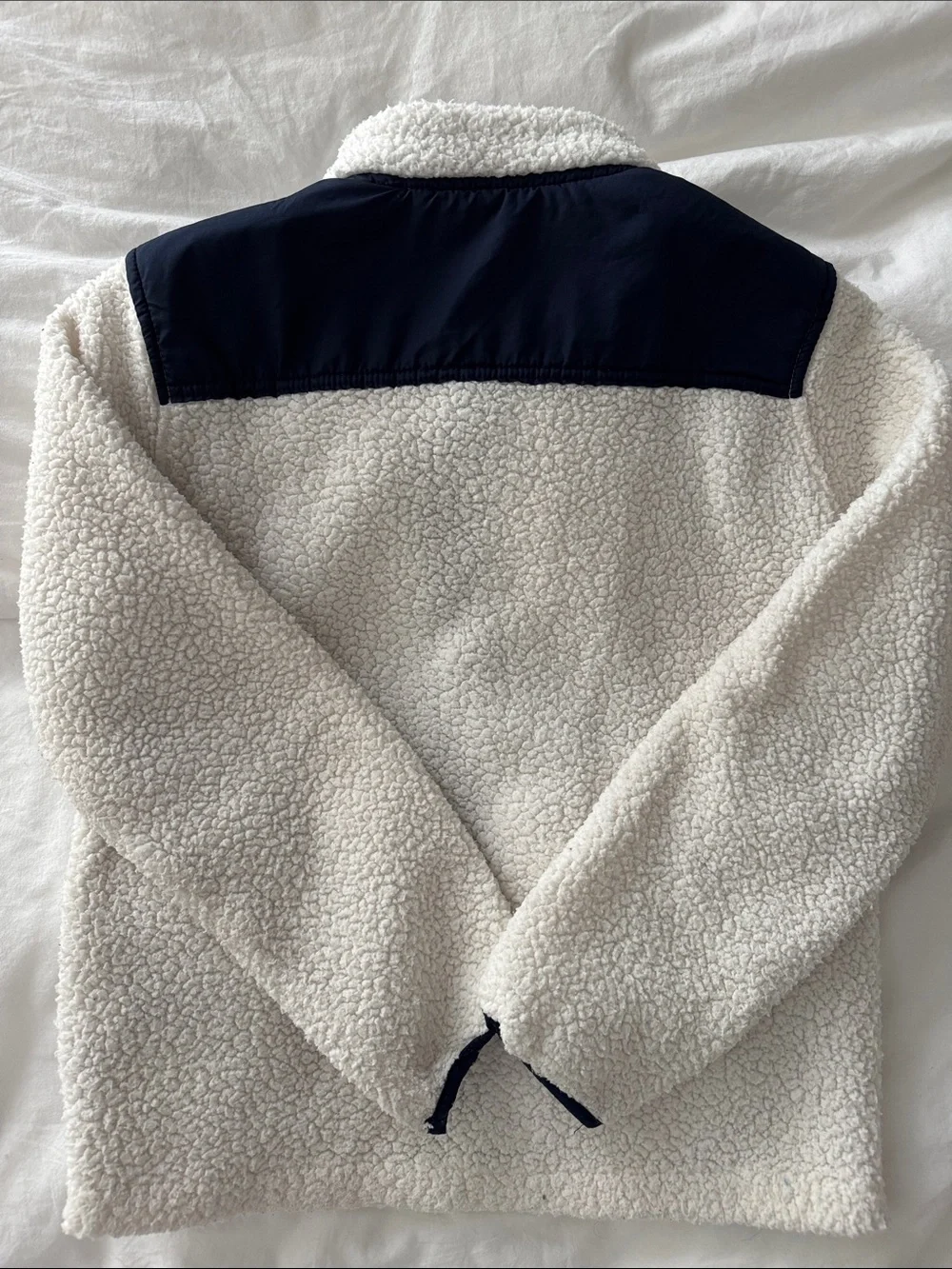 GAP Cream Sherpa Jacket with Navy Chest Pocket